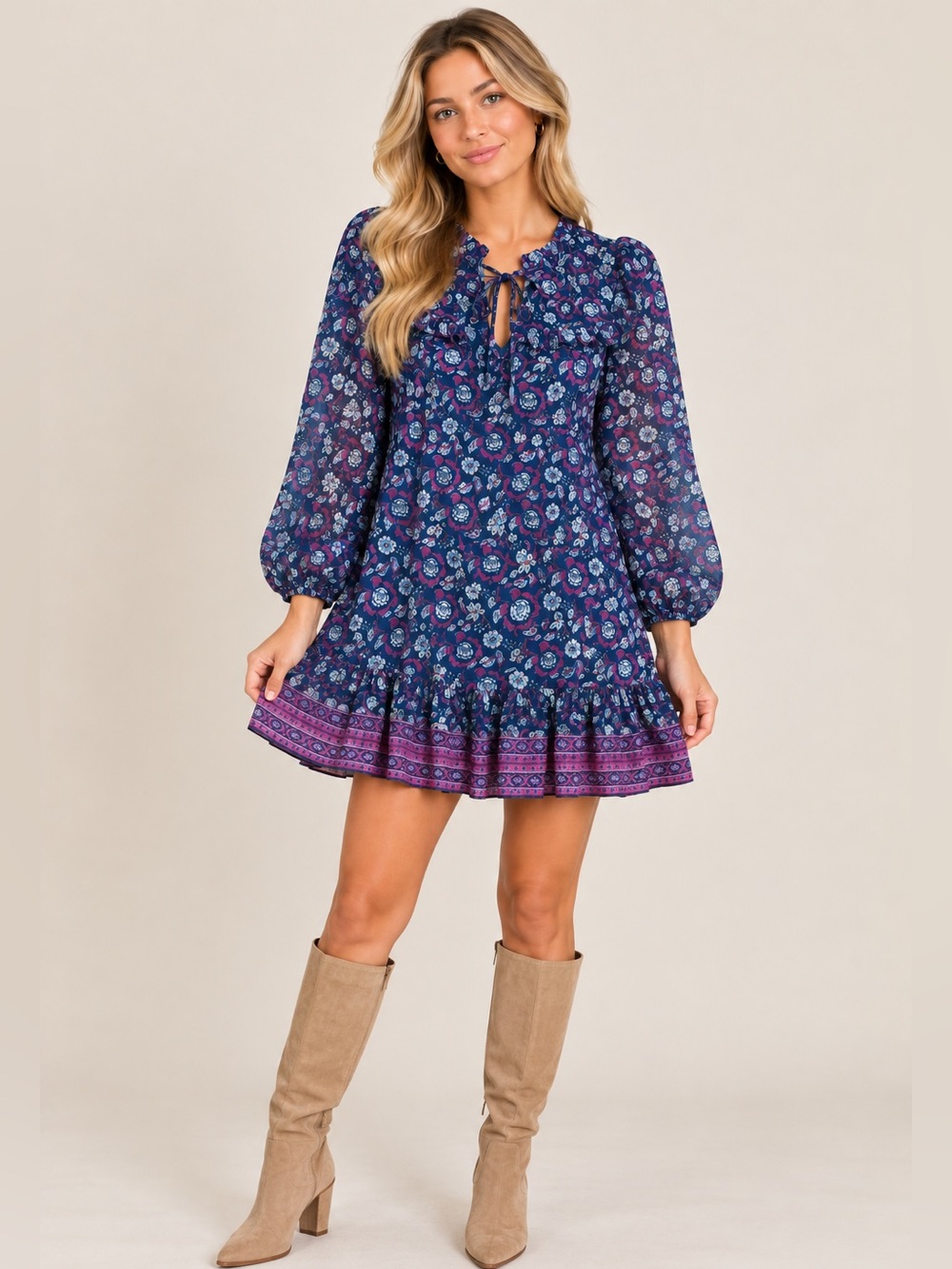 Vineyard Vines Floral Ruffle Hem Dress — Size Small